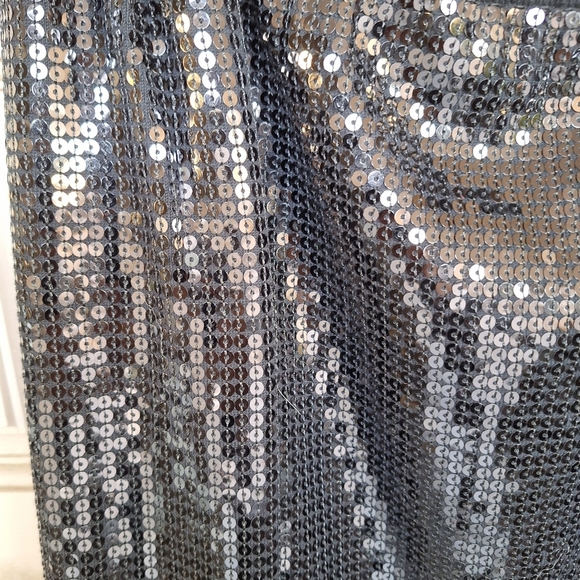 Linea Gorgeous Black Sequin Skirt SzXL Pullon Elastic Waist Nylon/Cotton - Picture 5 of 7